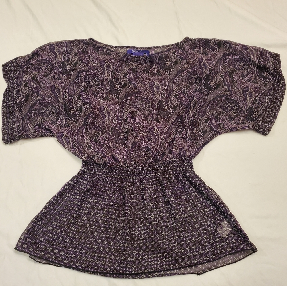 Mikey Cyrus Dk Purple Blouse Size Lg